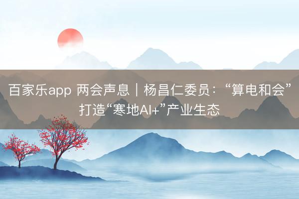 百家乐app 两会声息｜杨昌仁委员：“算电和会”打造“寒地AI+”产业生态