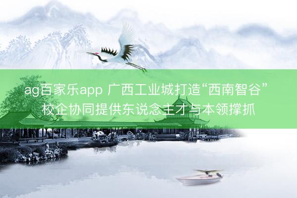 ag百家乐app 广西工业城打造“西南智谷” 校企协同提供东说念主才与本领撑抓