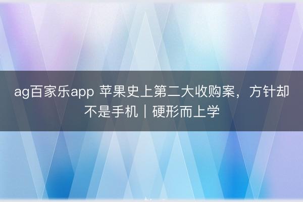 ag百家乐app 苹果史上第二大收购案，方针却不是手机｜硬形而上学