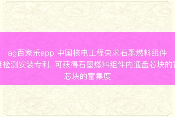 ag百家乐app 中国核电工程央求石墨燃料组件富集度检测安装专利, 可获得石墨燃料组件内通盘芯块的富集度