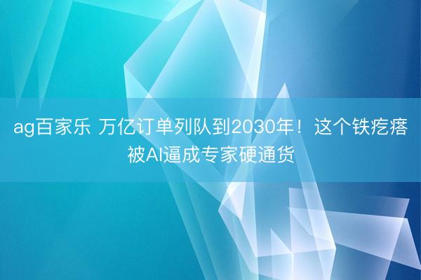 ag百家乐 万亿订单列队到2030年！这个铁疙瘩被AI逼成专家硬通货