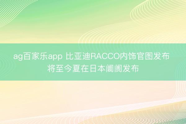 ag百家乐app 比亚迪RACCO内饰官图发布 将至今夏在日本阛阓发布