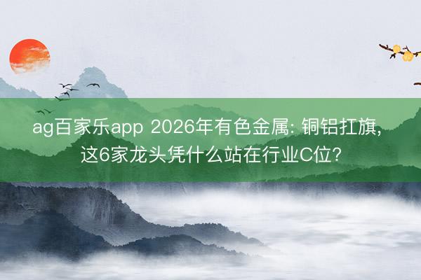 ag百家乐app 2026年有色金属: 铜铝扛旗, 这6家龙头凭什么站在行业C位?