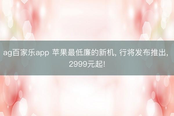 ag百家乐app 苹果最低廉的新机, 行将发布推出, 2999元起!