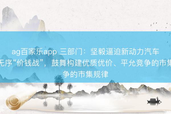 ag百家乐app 三部门：坚毅逼迫新动力汽车行业无序“价钱战”，鼓舞构建优质优价、平允竞争的市集规律