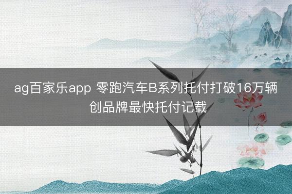 ag百家乐app 零跑汽车B系列托付打破16万辆 创品牌最快托付记载