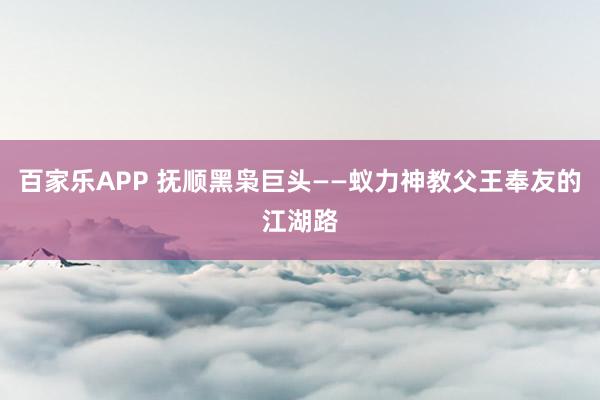 百家乐APP 抚顺黑枭巨头——蚁力神教父王奉友的江湖路