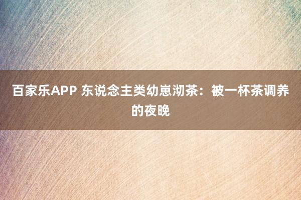 百家乐APP 东说念主类幼崽沏茶：被一杯茶调养的夜晚