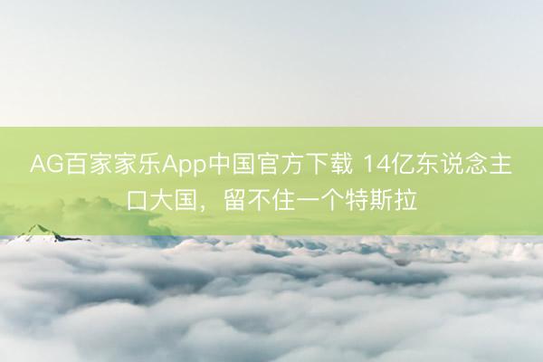 AG百家家乐App中国官方下载 14亿东说念主口大国，留不住一个特斯拉