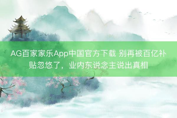 AG百家家乐App中国官方下载 别再被百亿补贴忽悠了，业内东说念主说出真相