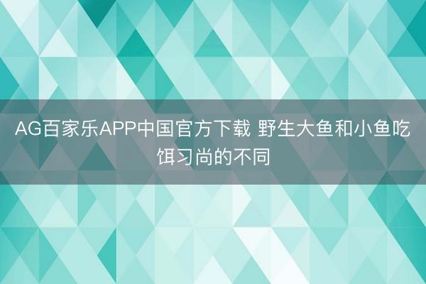 AG百家乐APP中国官方下载 野生大鱼和小鱼吃饵习尚的不同